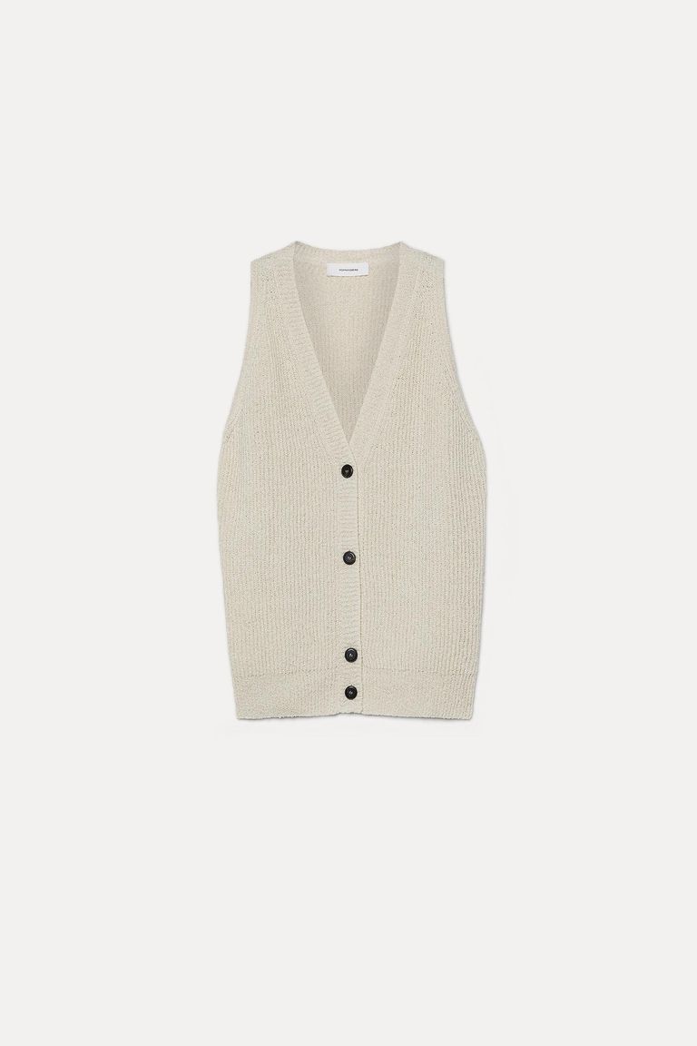 Linen and cotton knit vest butter