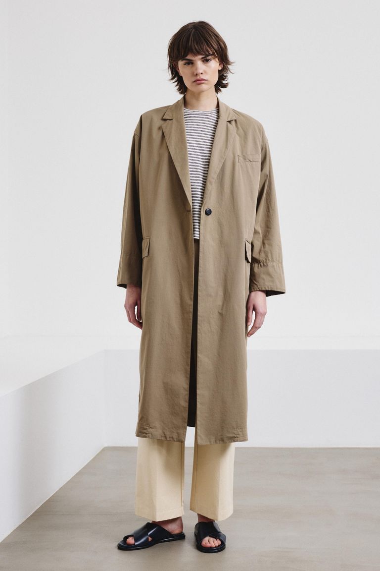 Cotton gabardine coat dove grey