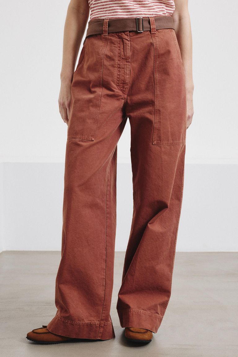 Cargo-style cotton panama trousers canyon